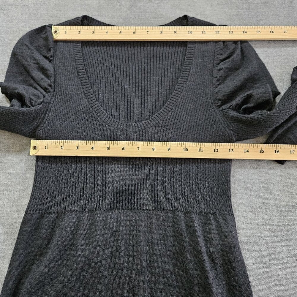 Sisley Sweater Dress Women S Black Long Puff Sleeves Boho Knit Alpaca Wool Blend - Picture 4 of 16